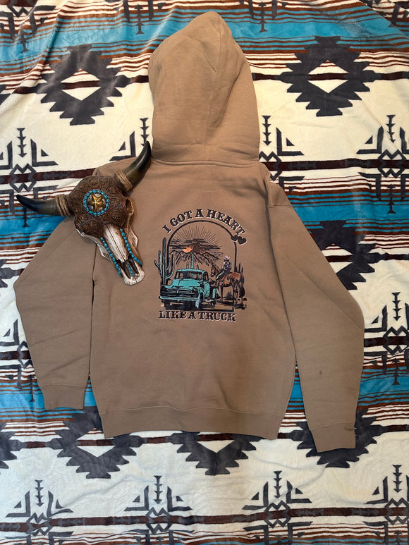 Heart like a truck hoodie