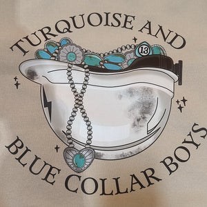 Turquoise & blue collar boys crew