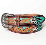 Genuine leather skull belt