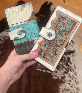 Tooled leather wallets