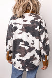 cowprint button up denim jacket