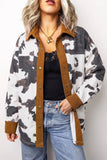 cowprint button up denim jacket